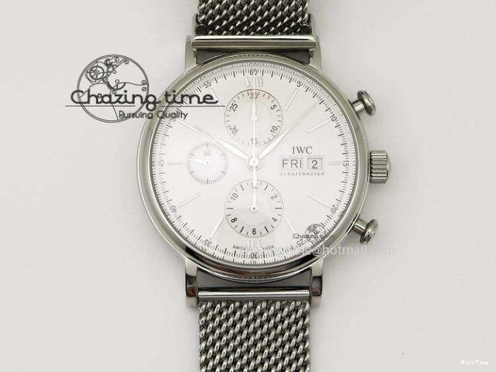 MIROTIME 0409 Pilot Chrono SS IW387809 ZF 1:1 Best Edition Silver Dial Blue Numbers On Blue Leather Strap A Lightweight 7263